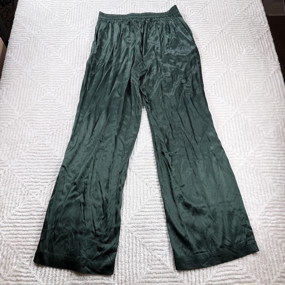 Madewell Pants Women M Satin Wide Leg Pull On Elastic Dressy Baggy Y2K Lux NT145